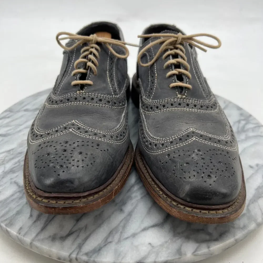 Allen Edmonds Mens 10.5 Shoe Chalkboard Gray Leather Neumok Wingtip Oxford Dress
